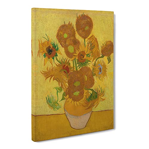Vincent Van Gogh - Cuadro clásico de 15 girasoles de Vincent Van Gogh, listo para colgar, cuadro enmarcado para sala de estar, dormitorio, decoración del hogar, oficina, 76 x 50 cm