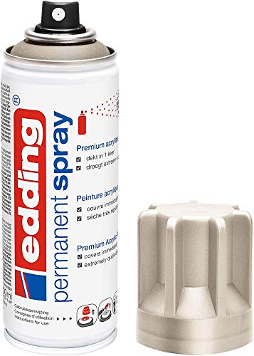 edding 5200 spray permanente - oro champán - 200 ml - pintura acrílica para pintar y decorar vidrio, metal, madera, cerámica, plástico, lienzo - aerosol, spray acrílico, spray de pintura