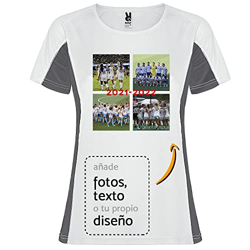 Camiseta Personalizada con Foto para Mujer | Camiseta técnica de Manga Corta Ideal para Deporte y Uso Diario | Regalos Personalizados con Foto | Diseño: Collage - Talla: M