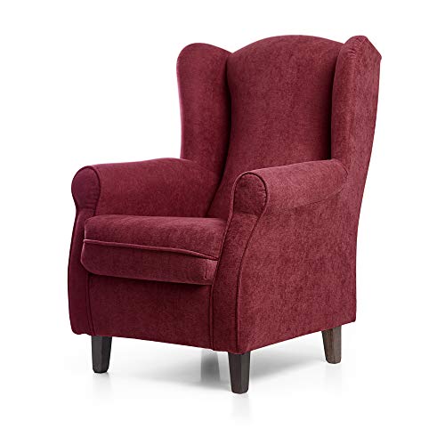 SUEÑOS ZZZ - Sillón Irene, sillón orejero de Lactancia tapizado en Tela Anti Manchas Color Rojo, sillón butaca para Dormitorio, salón o habitación de bebé