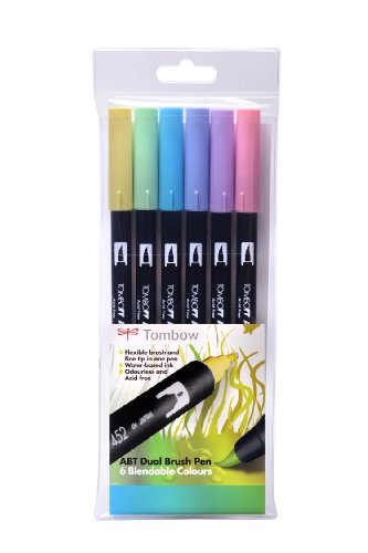 Tombow - Rotuladores (6 unidades, punta de pincel doble), colores pastel