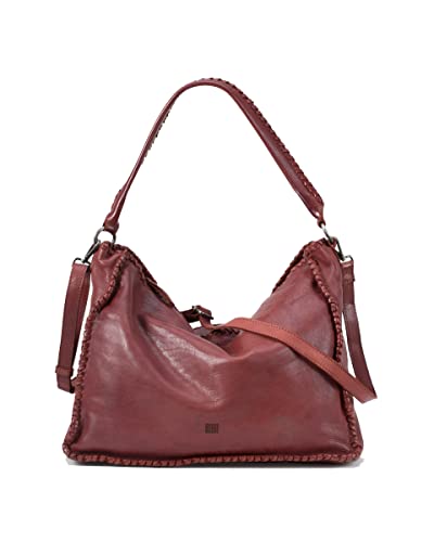 BIBA Bolso de Mujer de Cuero Genuino, Bolso Boho Heritage Winona WIN10L, Asa Corta, Cierre con Cremallera, Piel Bovina Legítima, Color Siena