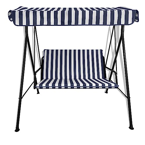 Il Tuo Artigiano Design Cojín para balancín de 3 plazas acolchado – Fabricado en Italia – Juego de asiento y respaldo con techo (cojines de 170 x 55 cm | Lona 216 x 124, blanco y azul)