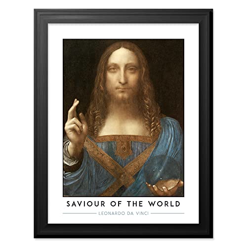 Wee Blue Coo Leonardo Da Vinci Saviour Of The World Salvator Mundi Painting Art Print Premium Framed Poster Wall Decor 12X16 Inch Spoon Moulding