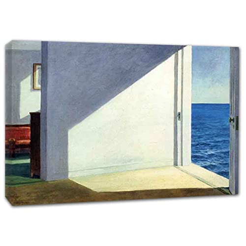 Edward Hopper《Habitaciones Junto al Mar》Cuadro Decorativo Canvas Lienzo Impresión |Obras de Arte Para Paredes Del Hogar Montado En Bastidor De(50x70cm/19.8x27.5inch,Enmarcado)