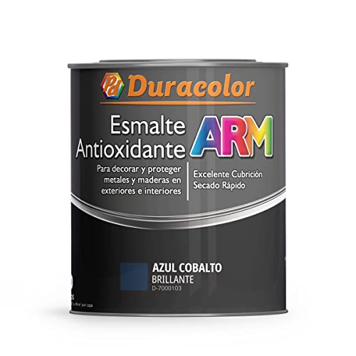 Esmalte Antioxidante ARM - Color Azul Cobalto - 750 ml - Superficie Exterior e Interior - Acabado Brillante y de Rápido Secado - Excelente Dureza y Resistencia - Duracolor