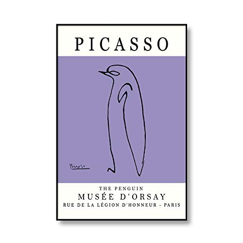 HJGB Picasso Peace Dove abstracto blanco y negro línea arte impresión carteles e impresiones familia sin marco lienzo pintura E 40x60cm