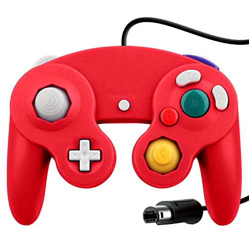 OSTENT Wired Shock Clásico Controlador Gamepad Joystick Joypad Compatible para Nintendo GameCube NGC Consola Wii Videojuegos Color Rojo