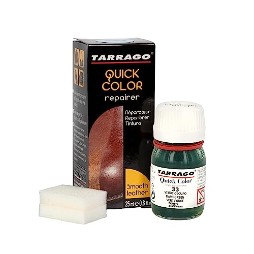 Tarrago | Quick Color 25 ml | Tinte Reparador para Cuero (Verde Oscuro 33)