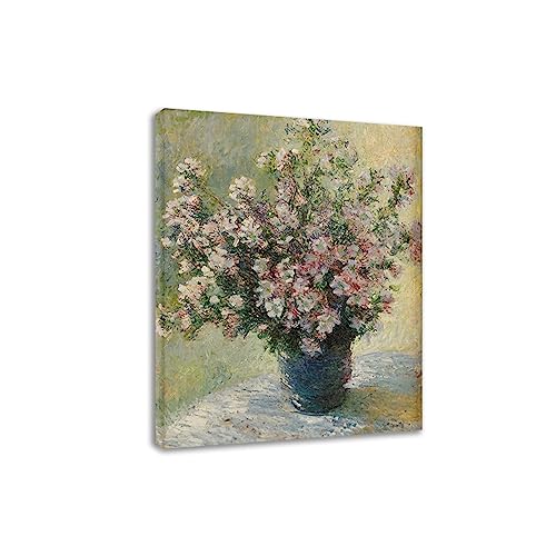DHAEY Cuadros flores para sala de estar. Jarrón de flores de Claude Monet. Reproducción de pinturas. Lienzo Pintura para pared lienzo envuelto 80x104cm