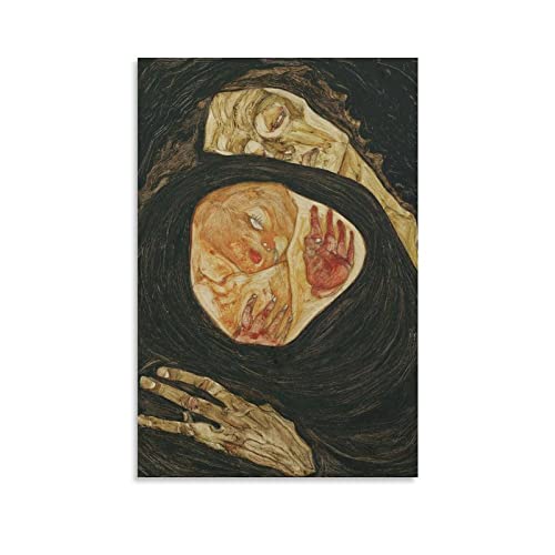 Póster del pintor expresionista austriaco Egon Schiele de la madre muerta, pintura sobre lienzo, póster de arte de pared, impresión de rollo de pared, decoración del hogar, 20 x 30 cm