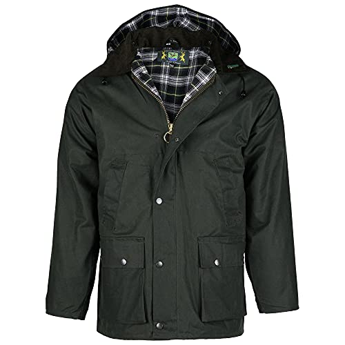 Chaqueta de cera inglesa Country, la original | Chaqueta resistente a la lluvia y cortavientos | Incluye capucha, distintos colores verde oliva XXL