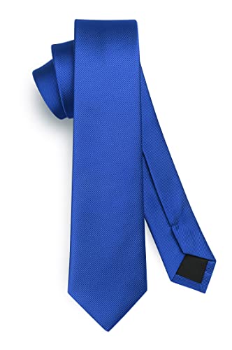 HISDERN Corbatas para hombre Azul real Color sólido Corbatas delgadas para hombres Corbata de boda Corbata formal clásica de negocios para hombres 6 cm