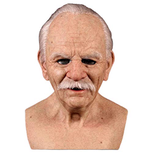 MeiLiu Máscara de Anciano, Cubierta Facial de Arrugas humanas de Halloween, Accesorios para la Cabeza de Cosplay para la Fiesta de Halloween de la Mascarada