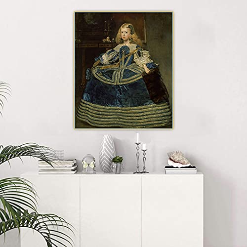 Diego Velázquez《Infanta Margarita Teresa en un vestido azul》Lienzo Pintura al óleo Póster Imagen Decoración del hogar Lienzo Estampados 40x60cm Sin marco