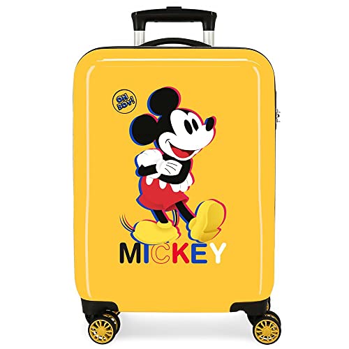Disney Mickey 3D Maleta de Cabina Ocre 38x55x20 cms Rígida ABS Cierre de combinación Lateral 34L 2 kgs 4 Ruedas Dobles Equipaje Mano