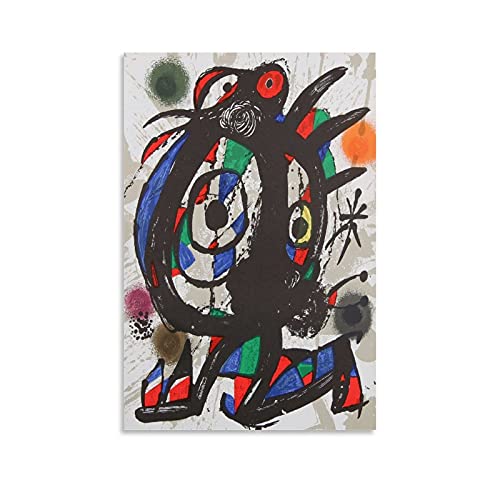 FSJD Póster abstracto de Joan Miro Litografia con pintura decorativa en lienzo para pared o sala de estar, 30 x 45 cm
