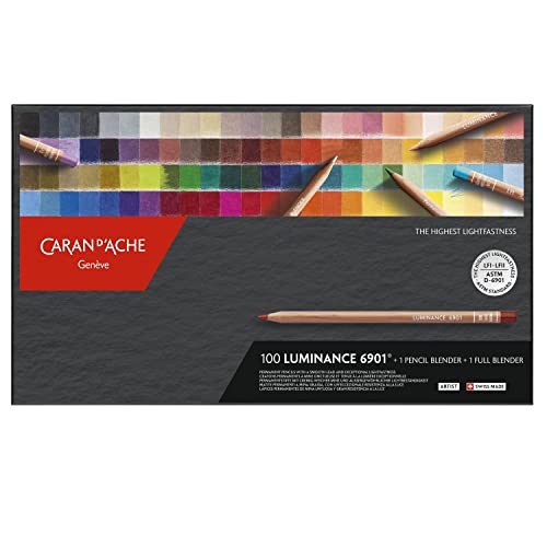 Caran D'Ache Luminance Box – 100 variados incluyendo 1 licuadora de lápices, 1 licuadora completa