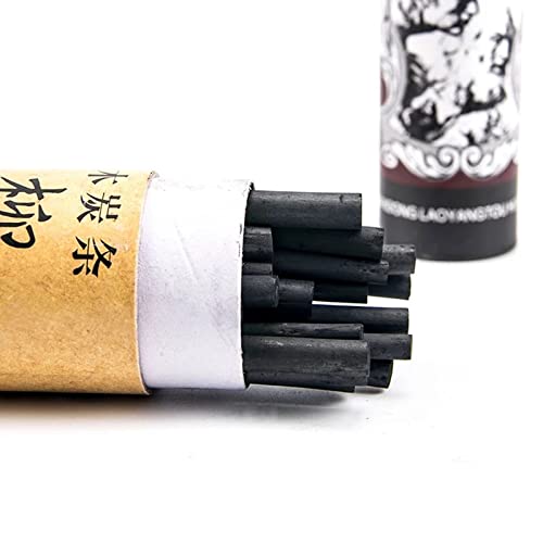 XHBTS Vine Charcoal, suave, negro 25 varillas de carbón para dibujo, bocetos y bellas artes, lápices de carbón de leña para dibujo (5-8 mm)