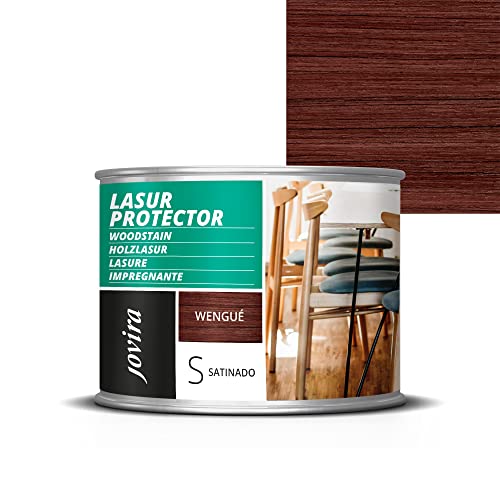 Lasur Protector Satinado (7 COLORES) Protege, decora y embellece todo tipo de madera (375 Mililitros, wengué)