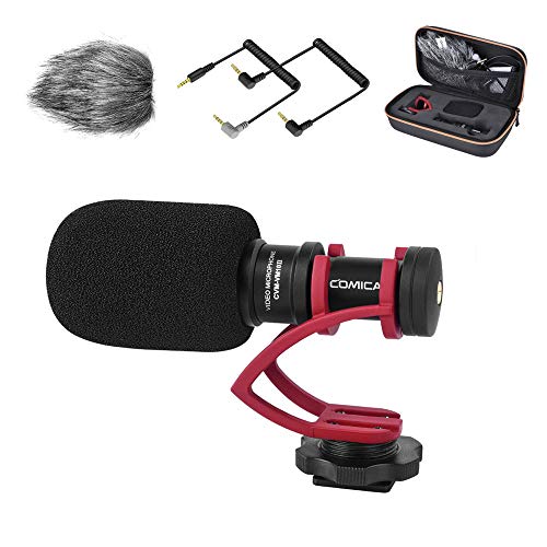 Comica CVM-VM10II Compact en la cámara Micrófono Cardioid Direccional External Mini Shotgun Video Microphone para Cámara, iPhone, Smartphone, DSLR, Canon 70D, Nikon D3300, Sony, Panasonic (Rojo)