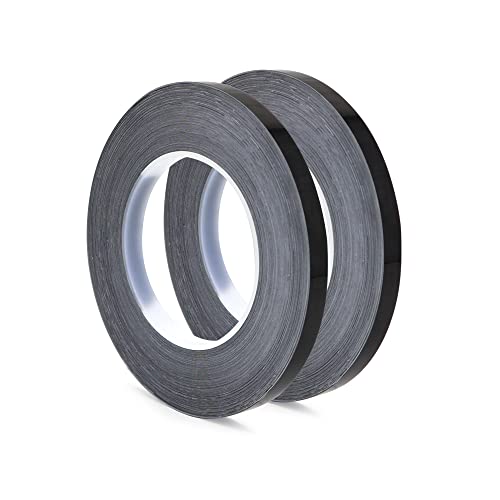 Haohai 2 rollos de cinta adhesiva de poliéster metalizado de 10 mm x 50 m, cinta adhesiva para pared, suelo, azulejos, envoltura de regalos (negro)