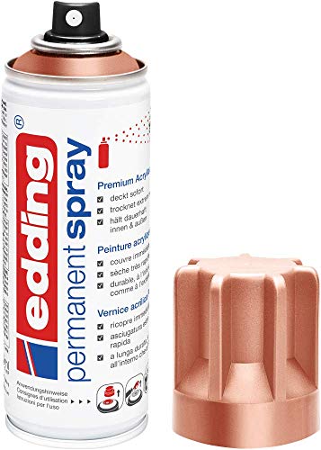 edding 5200 spray permanente - cobre precioso - 200 ml - pintura acrílica para pintar y decorar vidrio, metal, madera, cerámica, plástico, lienzo - aerosol, spray acrílico, spray de pintura