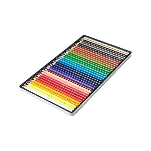 Amazon Basics - Lápices de colores en caja de lata, 36 unidades, Multicolor