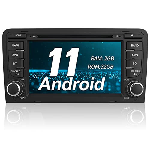 AWESAFE Android 11.0 [2GB+32GB] Radio Coche 7 Pulgadas con Pantalla Táctil 2 DIN para Audi A3/S3/RS3, Autoradio con Bluetooth/GPS/FM/CD DVD/USB/SD/WiFi/Carplay, Apoyo Mandos Volante y Aparcamiento