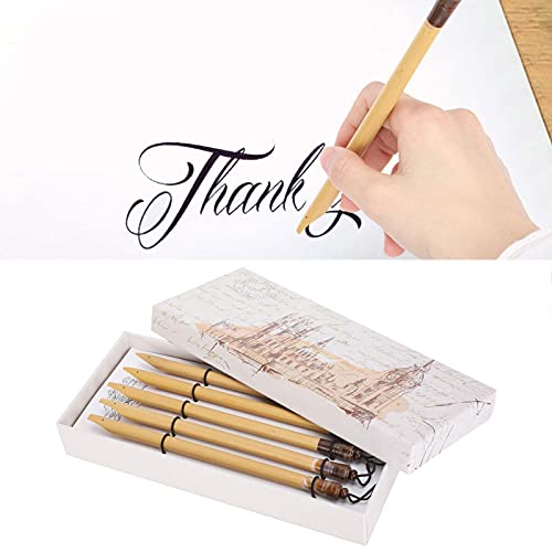 Juego de 5 bolígrafos de inmersión de cómic hechos a mano, caligrafía de Manga, kit de pintura de dibujo de bambú vintage, material escolar(A)