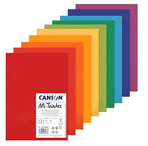 Canson C31032S051 Mi-Teintes 60% Abeja 160g Pack A4 10H Colores Vives
