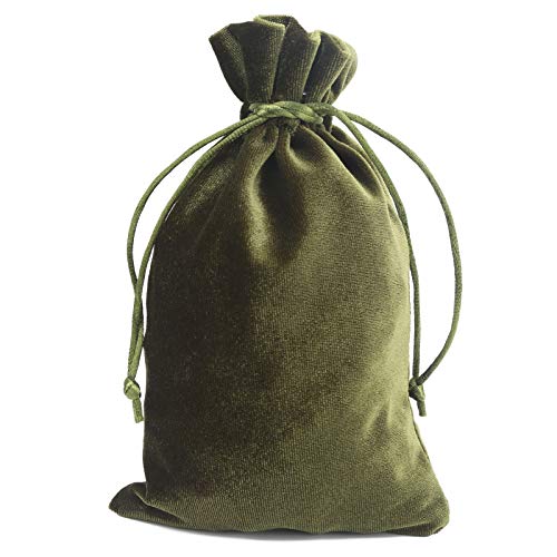 Bolsa de almacenamiento con cordón, elegante bolsa de terciopelo con cordón, reutilizable para tarjetas de monedas y joyas, pieza de juego (verde musgo)