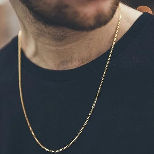 Collar de Hip Hop para Hombres y Mujeres, Collar de Acero Inoxidable de Color Dorado, Cadena de Perlas cuadradas de 3mm, Cadena de Rapero, joyería de Personalidad