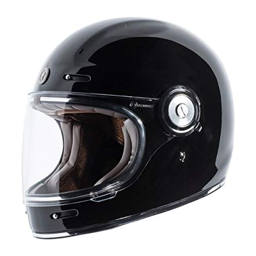 Torc T-1 - Casco integral vintage negro brillante y negro con homologación ECE DOT Biker Moto talla L