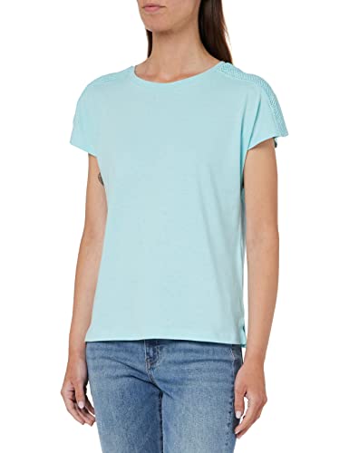 Springfield Camiseta Hombros Crochet, Camiseta para Mujer, Turquesa/Verde (Turquoise/Teal), XS