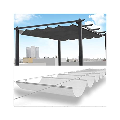 Toldo de vela de sombra que reemplaza los toldos de pérgola de alambre, con kit de montaje para pérgola, patio, cubierta, patio (color gris, tamaño: ancho = 1,2 x largo = 15 m)