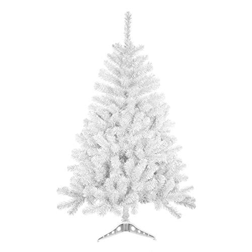 Solagua Árbol de Navidad Artificial Abeto de Hoja Espumillón 120-210cm Arboles C/Soporte (Blanco, 120cm 184Tips)