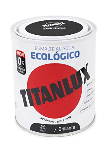 Titanlux Ecológico Esmalte al agua mulisuperficie Brillante Negro 250 ml