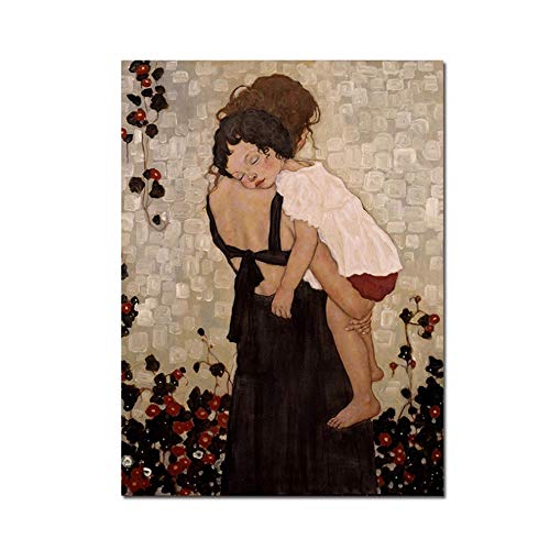 HYFBH Famosa Pintura Abstracta Madre e Hijo de Gustav Klimt Pintura en Lienzo Arte de la Pared Impresiones Imagen para la decoración de la Sala de Estar 24