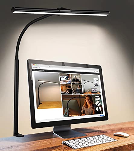 Lámparas de Escritorio Pinza - Lámpara Flexo LED Luz Lectura con Cuello de Cisne Regulable 5 temperaturas color 5 niveles brillo para Trabajo Estudio Monitor Oficina Estudiar