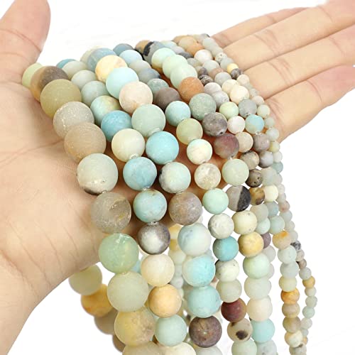 94 Cuentas redondas de piedras naturales Amazonita Mate para hacer Pulseras joyas bisutería con agujero, para collares tiras sueltas (8 mm Amazonita Mate)