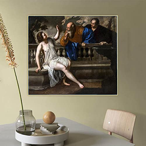 SDVIB Artemisia Gentileschi Susanna y los ancianos cerca de un balcón lienzo pintura al óleo imagen póster impresiones decoración del hogar 90x120cm sin marco