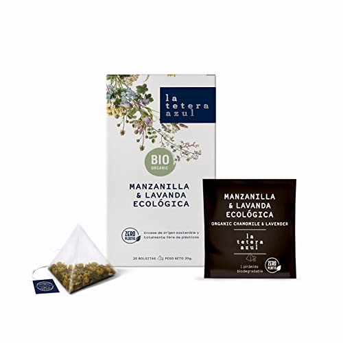 LA TETERA AZUL Infusión Ecológica De Manzanilla Y Lavanda. Infusión Digestiva Orgánica En Pirámides. Manzanilla & Lavanda. 20 Pirámides.