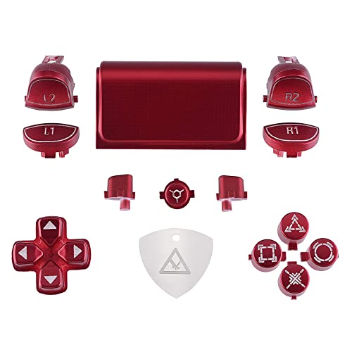 eXtremeRate Botones para PS4 Mando Teclas Botón Completo con Símbolos para Playstation 4 Control CUH-ZCT2-Compatible con DTFS LED Kit(No Incluye Mando) Rojo Escarlata