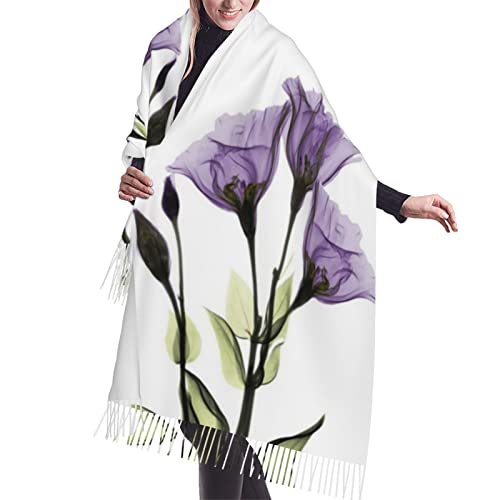 Hermosa bufanda de giclée de flores moradas para mujer, para otoño e invierno, clásica, cálida, suave, gruesa, grande, Hermosa flor púrpura Giclée, talla única