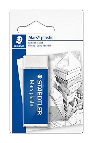 Staedtler Mars Plastic 526 50, Goma de borrar de color blanco, blister 1 unidad