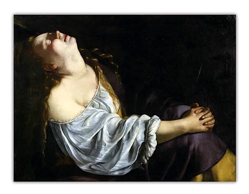 BAAROO Artemisia Gentileschi Pósteres Arte de pared moderno 《Marie Madeleine》 Pintura en lienzo Artemisia Gentileschi Impresiones para decoración del hogar Cuadros 50x70cmx1 Sin marco