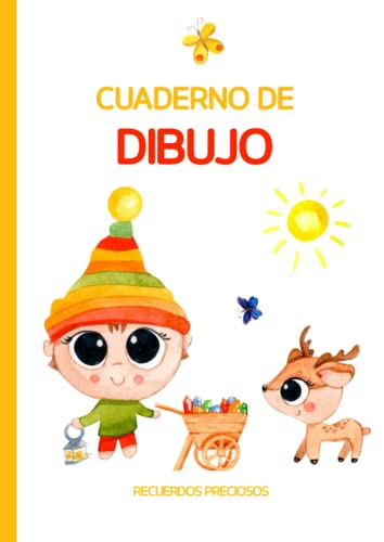 Cuaderno de dibujo niños: Libreta Elfo con ciervo para Niñas | 100 paginas Hojas Blancas Grande formato A4 | Para dibujar sus Primeros dibujos: Recuerdos de por Vida