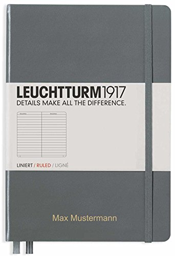 Cuaderno de Leuchtturm1917 personalizable con nombre, formato A5, color antracita, diseño de rayas (antracita)