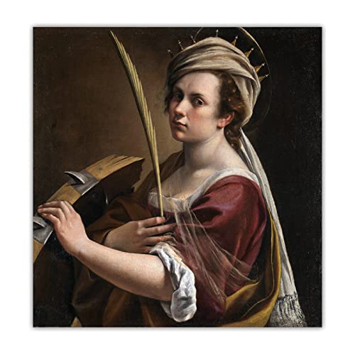 JQNDDP Artemisia Gentileschi Póster Autorretrato Dama Lienzo Pintura Artemisia Gentileschi Impresiones Arte de Pared Abstracto Decoración para el hogar Imagen 60x65cm Sin Marco